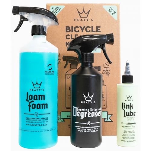 Набір Peaty's Gift Pack, Wash Degrease Lubricate Dry, шампунь 500ml / дегризер 500ml / мастило ланцюга 120ml, Dry